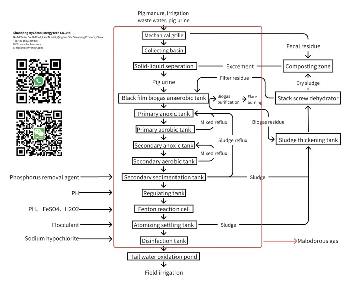 Pig farm sewage treatment flow