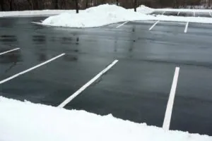 Industrial parking lot with ice melt