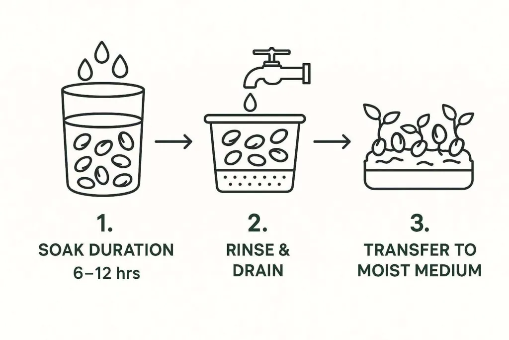 Seed Soaking, rinsing, and drying process