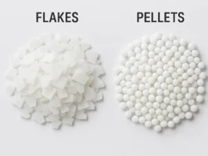 White caustic soda flakes and pellets