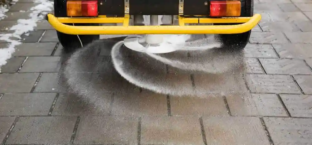 Calcium chloride de-icing on winter roads and sidewalks