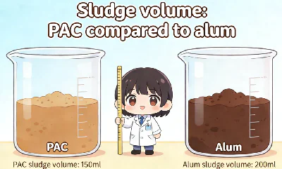 Sludge volume PAC compared to alum